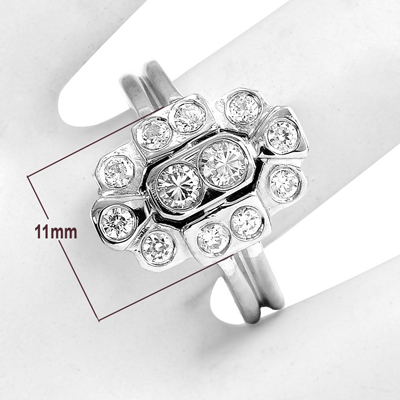 14k White Gold Diamond Ring Russian Jewelry