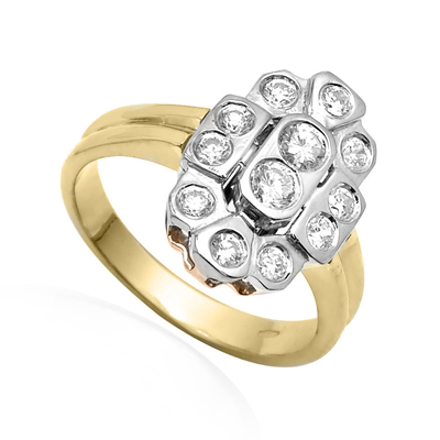 14k Gold Russian Style Diamond Ring