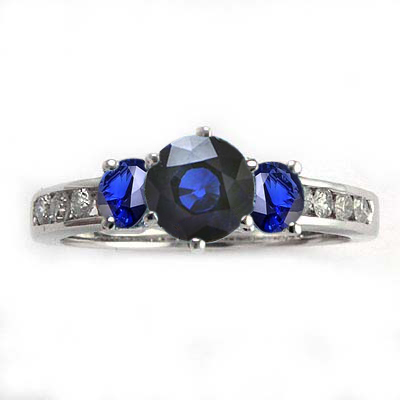 14k Gold Sapphire and Diamond Ring