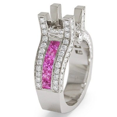 14k Diamond Sapphire Engagement Setting Mount Ring