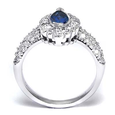 14k White Gold Diamond Sapphire Ring