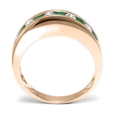 Princess cut emerald round cut Diamond ring 18k