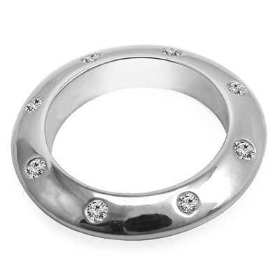 Platinum Diamond Knife Edge Wedding Band Ring