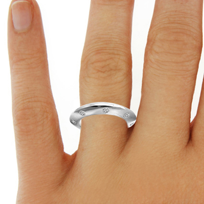Platinum Diamond Knife Edge Wedding Band Ring