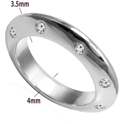 Platinum Diamond Knife Edge Wedding Band Ring