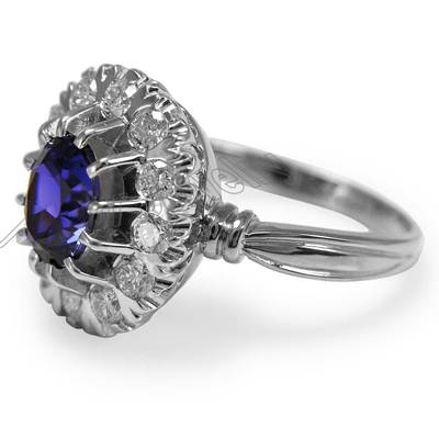 Russian Style Sapphire Diamond Ring 14K 585