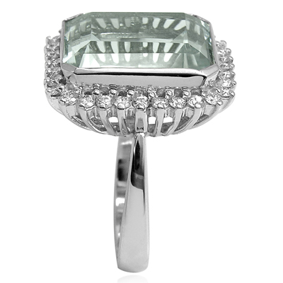 14k White Gold Aquamarine Diamond Ring