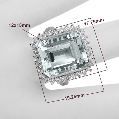 14k White Gold Aquamarine Diamond Ring