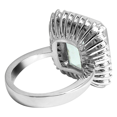 14k White Gold Aquamarine Diamond Ring