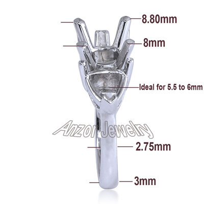 Platinum Three stone Ring Setting