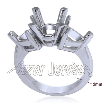 Platinum Three stone Ring Setting