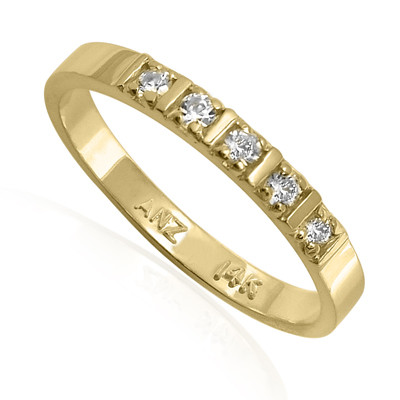14k Gold Wedding Band Genuine Diamond Ring