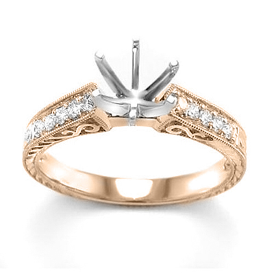 18k Rose and White Gold Diamond Setting Ring
