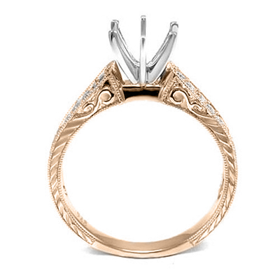 18k Rose and White Gold Diamond Setting Ring