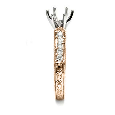 18k Rose and White Gold Diamond Setting Ring