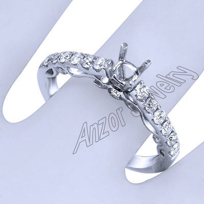14k White Gold Diamond Ring Setting