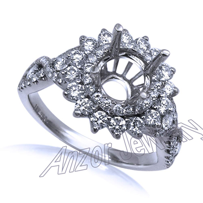 14k White Gold Diamond Ring Setting