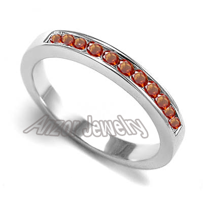 18k Gold Orange Sapphire Wedding Band