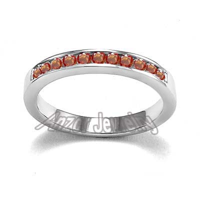 18k Gold Orange Sapphire Wedding Band