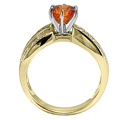 orange Sapphire Diamond Anniversary Ring 18k