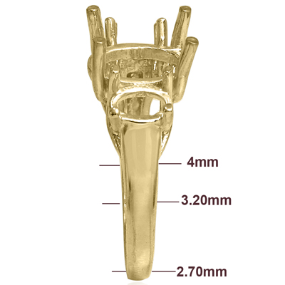 14k Yellow Gold 3 Stone Trellis Ring Setting