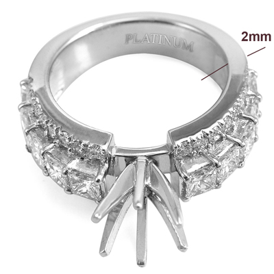 Princess cut Diamond Ring Setting in Platinum