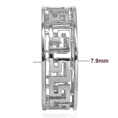 Men's 14k White Gold Greek Key Ring