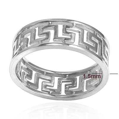 Men's 14k White Gold Greek Key Ring