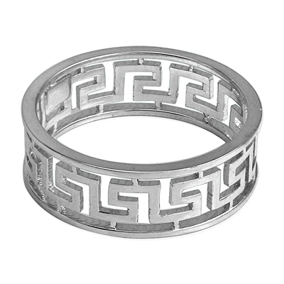 Men's 14k White Gold Greek Key Ring