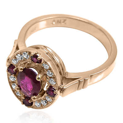 Russian Style Diamond Ruby Ring 585
