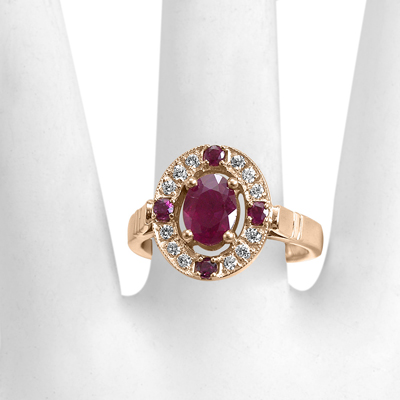 Russian Style Diamond Ruby Ring 585