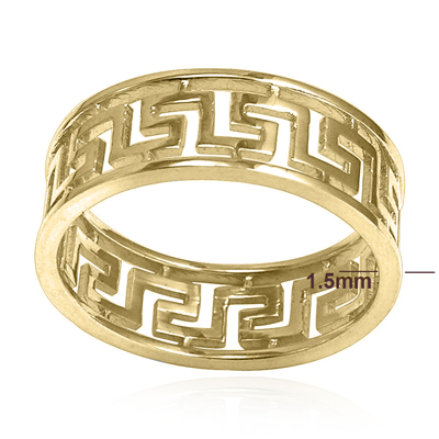 Men's 14k Yellow Gold Greek Key Ring