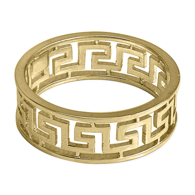 Men's 14k Yellow Gold Greek Key Ring