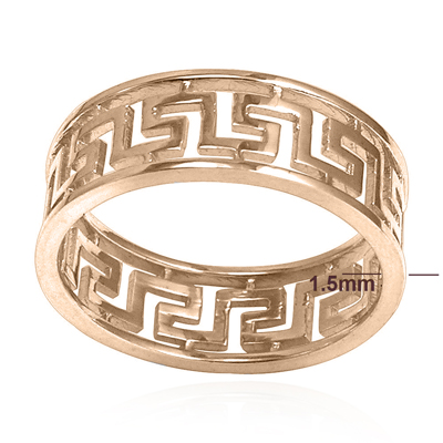 Men's 14k Pink Gold Greek Key Ring