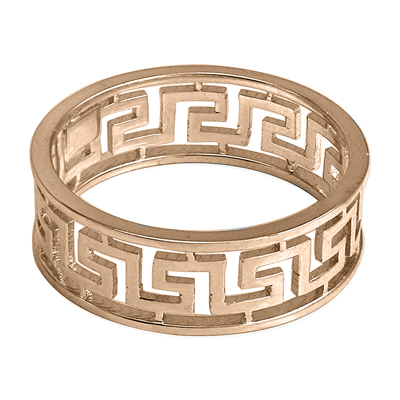 Men's 14k Pink Gold Greek Key Ring