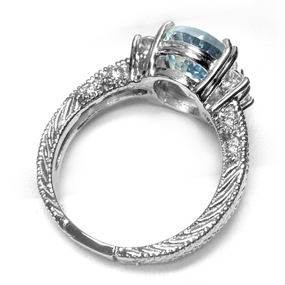 14k White Gold Aquamarine Diamond Ring