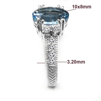14k White Gold Aquamarine Diamond Ring