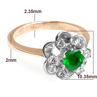 Russian Jewelry 14k Gold Emerald Diamond Ring