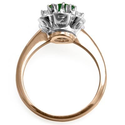 Russian Jewelry 14k Gold Emerald Diamond Ring