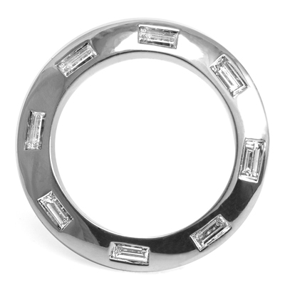 Platinum Diamond Knife Edge Wedding Band Ring