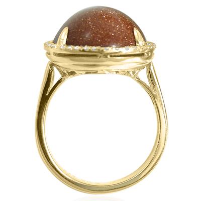 14k Gold Pave Setting Diamond Gold Stone Ring