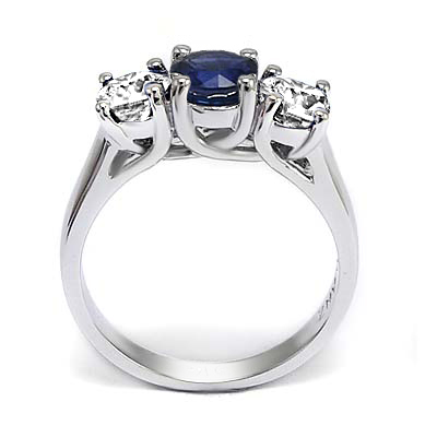 Sapphire Diamond Three Stone Ring 14k