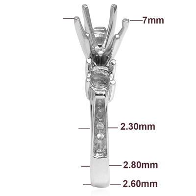 14k White Gold Engegament Ring setting Mount