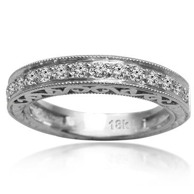18k Gold Diamond Wedding Band.