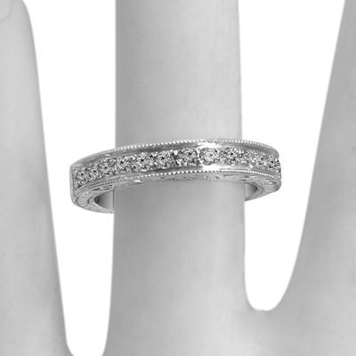 18k Gold Diamond Wedding Band.