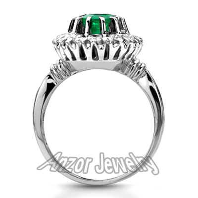 Russian Style Emerald Diamond Ring 14K 585
