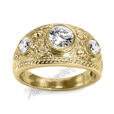 Men's Byzantine style Diamond ring 14k gold