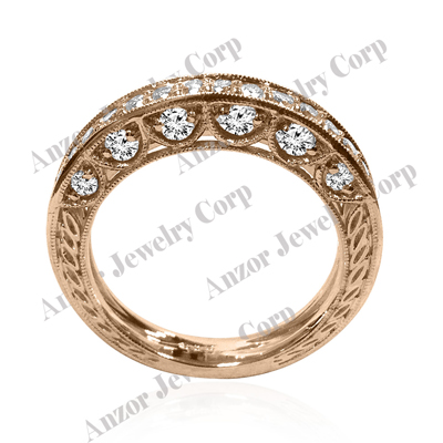 Pave-Set Diamond Wedding Ring in 14k Rose Gold