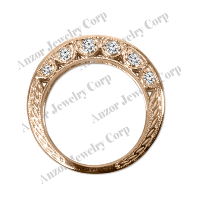 Pave-Set Diamond Wedding Ring in 14k Rose Gold
