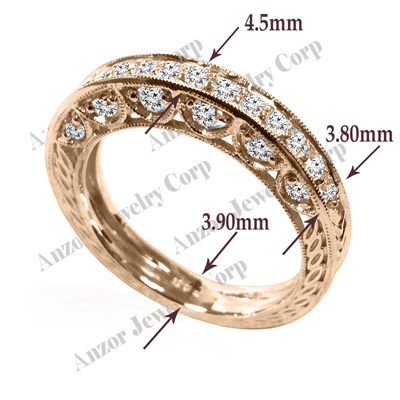 Pave-Set Diamond Wedding Ring in 14k Rose Gold